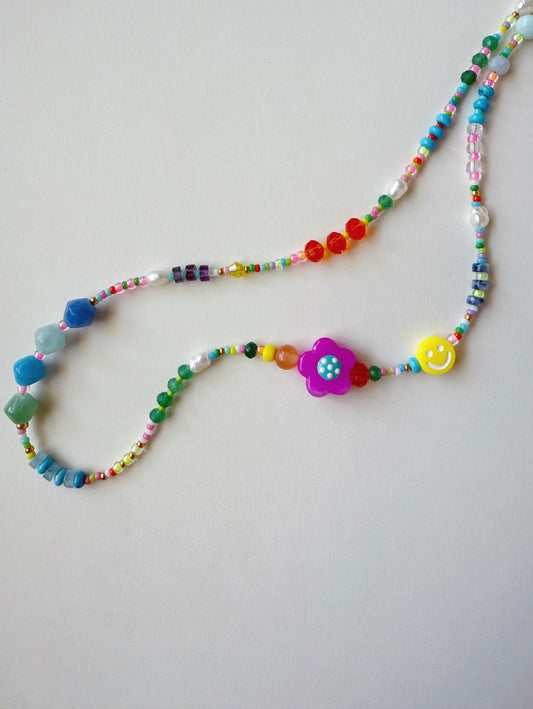 Yellow smiley face necklace